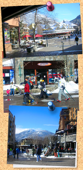 Several shots of Whistler Village, the location of Susan Lyons sexy romance Sex on the Slopes