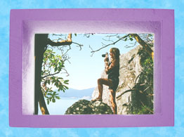 Susan taking photos among thearbutus trees at Lighthouse Park